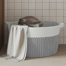  szürke és fehér pamut tárolókosár Ø40 x 25 cm bútor