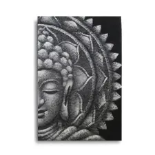  Szürke Feles Buddha Mandala 60x80cm grafika, keretezett kép