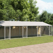  Szürke horganyzott acél kutyaketrec tetővel és ajtókkal 12x2x2m szállítóbox, fekhely kutyáknak