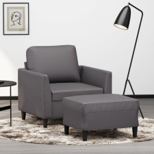  szürke műbőr kanapéfotel lábtartóval 60 cm bútor