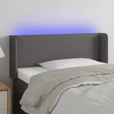  Szürke műbőr LED-es fejtámla szárnyakkal 93x16x78/88 cm ágy és ágykellék