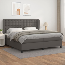 szürke műbőr rugós ágy matraccal 200 x 200 cm ágy és ágykellék