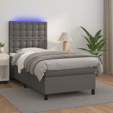 szürke műbőr rugós ágy matraccal és LED-del 90x200 cm ágy és ágykellék