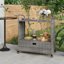  Szürke polyrattan bárkocsi fiókkal 100 x 45 x 97 cm bútor