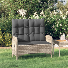  szürke polyrattan dönthető kerti pad párnákkal 107 cm kerti bútor