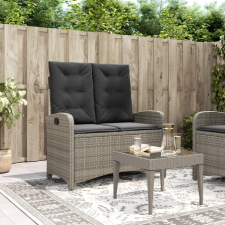  Szürke polyrattan dönthető kerti pad párnával kerti bútor