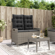 szürke polyrattan dönthető kerti pad párnával kerti bútor