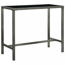  szürke polyrattan és üveg kerti bárasztal 130 x 60 x 110 cm kerti bútor