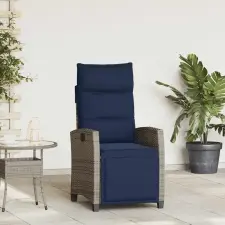  szürke polyrattan fekvő kerti szék oldalsó asztallal kerti bútor