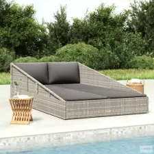  Szürke polyrattan kerti ágy 110x200 cm ágy és ágykellék