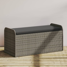 szürke polyrattan tárolópad párnával 115 x 51 x 52 cm bútor