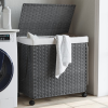  Szürke rattan szennyeskosár kerekekkel 60x35x60,5 cm