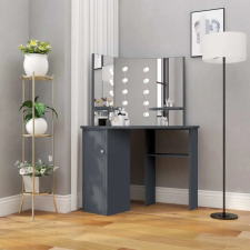  Szürke sarok fésülködőasztal LED világítással 111x54x141,5 cm bútor