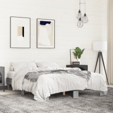  szürke sonoma szerelt fa és fém ágykeret 150 x 200 cm ágy és ágykellék