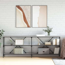 szürke sonoma szerelt fa és vas konzolasztal 200x30x75 cm bútor