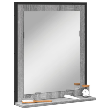  szürke sonoma szerelt fa fürdőszobai tükör polccal 50x12x60 cm fürdőszoba bútor