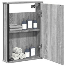 szürke sonoma szerelt fa tükrös szekrény 42x12x60 cm fürdőszoba bútor