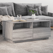  szürke sonoma színű dohányzóasztal LED-lámpákkal 90x49x40 cm bútor