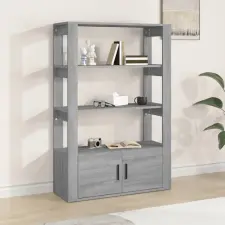  Szürke sonoma színű szerelt fa tálalószekrény 80x30x119,5 cm bútor