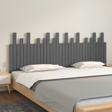  Szürke tömör fenyőfa fali fejtámla 204 x 3 x 80 cm ágy és ágykellék