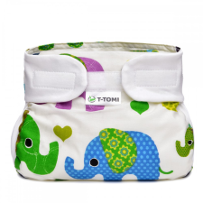 T-tomi Ortopédiai pamut terpeszpelenka, zöld elefántok (3-6 kg) mosható pelenka