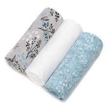T-tomi prémium minőségű BIO bambusz textil pelenka, Kék virágok, 3db mosható pelenka