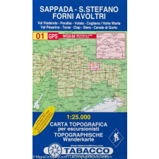 Tabacco 01. Sappada - S. Stefano - Forni Avoltri - Val Visdende turista térkép Tabacco 1: 25 000 térkép