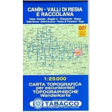 Tabacco 027. Canin - Valli di Resia e Raccolana turista térkép Tabacco 1: 25 000 térkép