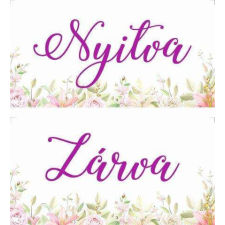  Tábla nyitva-zárva, virágos, 20x10 cm információs címke