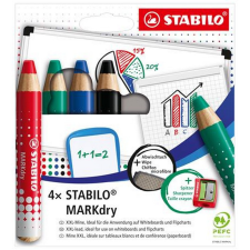  Táblaceruza készlet, fehértáblához, flipchartpapírhoz kúpos, STABILO &quot;MARKdry&quot;, 4 féle szí... filctoll, marker