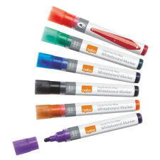 Táblamarker készlet, 1-3 mm, folyékonytintás, NOBO, 6 különböző szín filctoll, marker