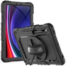  Tablettok Samsung Galaxy Tab S9 11,0" (SM-X710, SM-X716) - SOLID360 ütésálló, kitámasztható, fekete tablet tok tablet tok