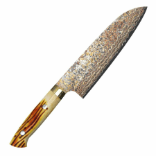 Takeshi Saji OBB Fekete VG-10 színű Santoku kés 18 cm kés és bárd