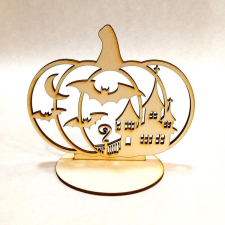  Talpas tök formájú disz, szellemkastély denevérekkel. Mérete: 150x130 mm dekorációs kellék