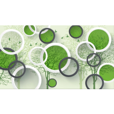  Tapéta Fák fehér és fekete körökkel, 300 x 200 cm tapéta, díszléc és más dekoráció