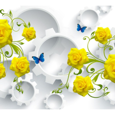  Tapéta Sárga rózsák és pillangók 2, 350 x 250 cm tapéta, díszléc és más dekoráció