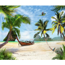  Tapéta Strand, csónak, papagáj, 300 x 250 cm tapéta, díszléc és más dekoráció