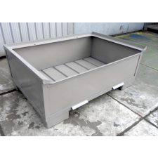  Targoncázható acél tároló konténer fém kaloda Méret belül 0,3 m³ 1200x800x340 mm 1000 kg EUR raklap méretű acélláda kerti tárolás