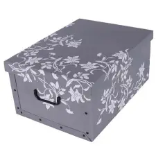 Tárolódoboz Miss Space MAXI 51x37x24 cm barokk virágok szürke bútor