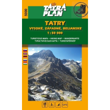 Tatra plan 5000. Magas Tátra térkép, Bélai- Nyugati-Tátra turista térkép Tatraplan 1:50 000 térkép