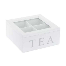 TEA teafiltertartó doboz - 4 rekeszes - fehér konyhai eszköz