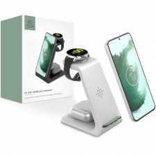 Tech-Protect A7 bezdrôtová nabíjačka na mobil / AirPods / Galaxy Watch, biela okosóra kellék