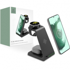 Tech-Protect A7 bezdrôtová nabíjačka na mobil / AirPods / Galaxy Watch, čierna okosóra kellék