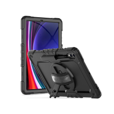 Tech-Protect Samsung X610/X616B Galaxy Tab S9 FE+ 12.4 / X810/X816B Galaxy Tab S9+ 12.4 ütésálló tablet tok 360 fokos védelemmel, 4H kijelzővédő üveggel - Tech-Protect Solid - fekete (ECO csomagolás) tablet tok