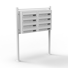 Tech Társasházi postaláda kültéri állványos 8 darabos fehér horganyzott acél levélszekrényrendszer postaláda