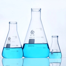Tech Üveg Erlenmeyer-lombik készlet 3 darabos, laboratóriumi üveg mérőeszköz, háromszög lombik, kúpos üveglombik mérőműszer