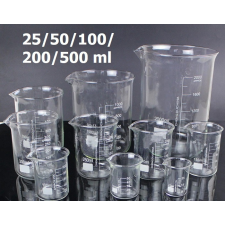 Tech Üveg mérőpohár készlet 5 darabos készlet 25/50/100/200/500 ml laboratóriumi vagy konyhai használatra mérőműszer