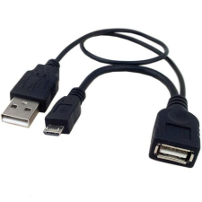 Techly USB 2.0 Micro USB / USB-A apa - USB-A anya 30cm - Fekete kábel és adapter