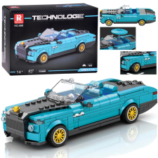 Technic építőkészlet – kék retro kabrió arany kerekekkel, 417 darab barkácsolás, építés
