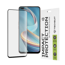 TECHSUIT - 111D teljes burkolat / teljes ragasztós üveg - Oppo Reno4 Z 5G - fekete (KF235954) mobiltelefon kellék